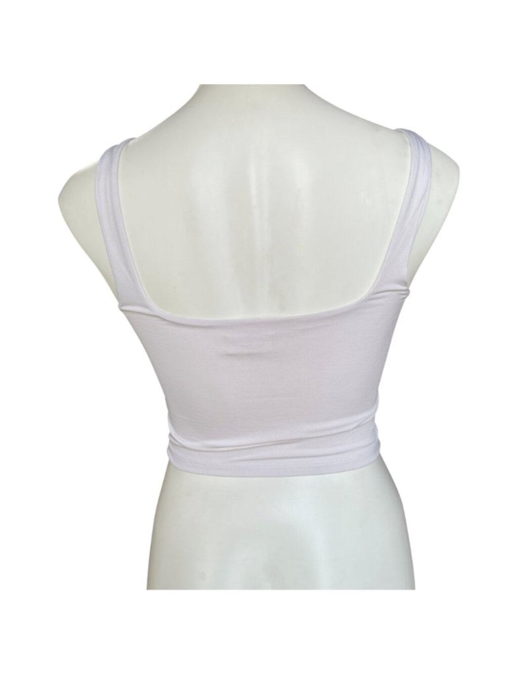 Live In The Moment Crop Tank Top Women's XS White Stretchy Square Neckline - Picture 5 of 9